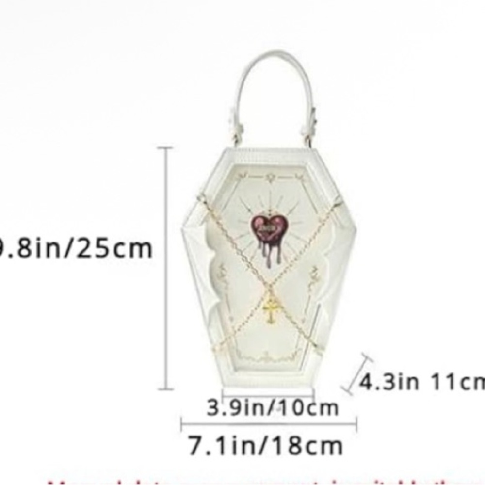 Coffin-Shaped Women's Bag NWOT Red & Cream - Picture 2 of 3
